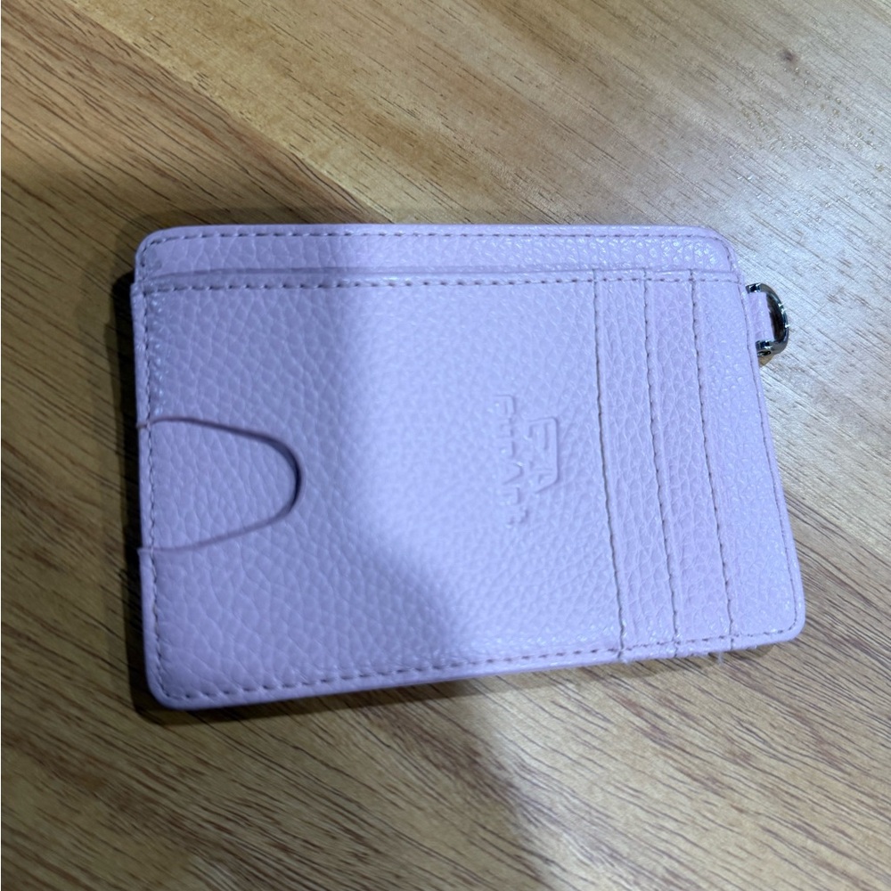 Light Pink Leather Card Holder with Key Ring